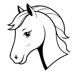 Cute vector illustration Horse doodle for kids colouring page
