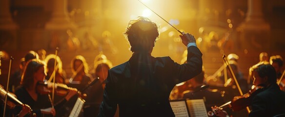 Conductor Directing Concert With Orchestra