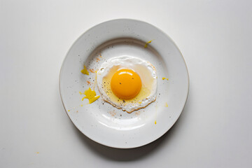 a fried egg on a plate with a star on the side