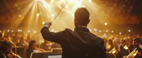 Conductor Directing Concert With Orchestra