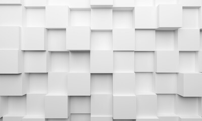 Geometric texture. White pattern. Abstract background. Texture for business presentation. White cubes. Backdrop for web design. Texture with volumetric cubes. Wallpaper, screensaver. 3d image