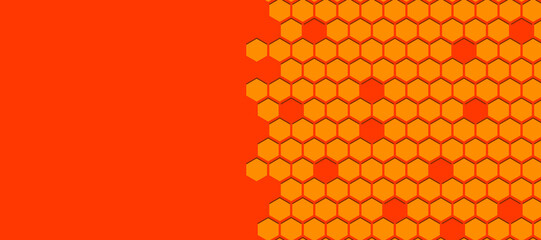 Abstract orange hexagonal pattern background.