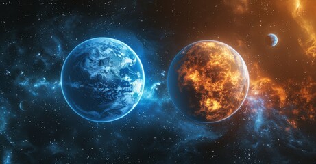 Obraz premium Group of Planets in Space With Stars