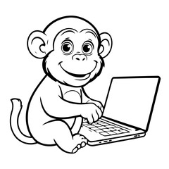 Adorable Chimpanzee for kids coloring book