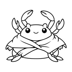 Adorable Crab illustration for coloring book