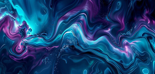 Obraz premium Abstract fluid art with swirling vibrant colors, dynamic liquid movement, and iridescent waves.