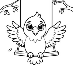 Adorable Eagle illustration for coloring book