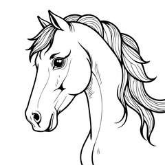 Adorable Horse illustration for coloring book