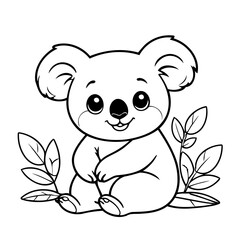 Adorable Koala illustration for coloring book