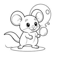 Adorable Mouse illustration for coloring book