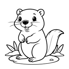 Amazing Beaver illustration for coloring book