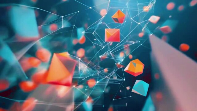 Moving geometric shapes and patterns with a techy feel, 4K Technological Video Background Animation