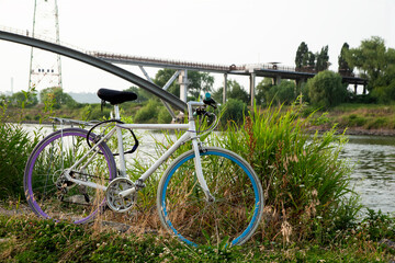 View of the old bike at the riverside