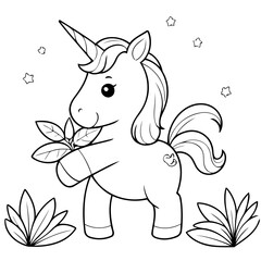 Fototapeta premium Amazing Unicorn coloring book design