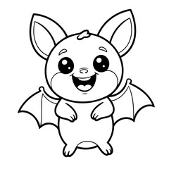 Cartoon Bat for kids coloring book