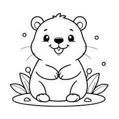 Cartoon Beaver illustration for coloring book