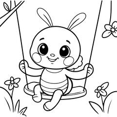 Cartoon Bee coloring book design