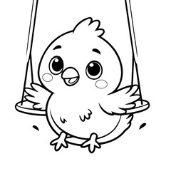 Cartoon Bird for kids coloring book