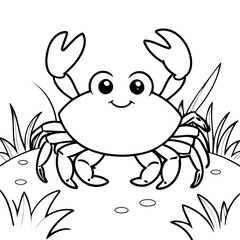 Cartoon Crab for kids coloring book