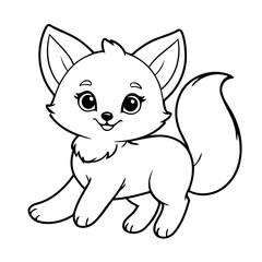 Cartoon Fox illustration for coloring book