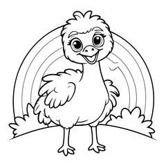 Cartoon Ostrich coloring book design