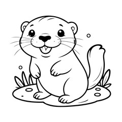 Cartoon Otter for kids coloring book