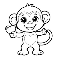 Cartoon Monkey coloring book design