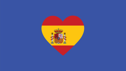 Obraz premium Spain Flag Heart European Nations 2024 Teams Countries European Germany Football Symbol Logo Design Vector Illustration