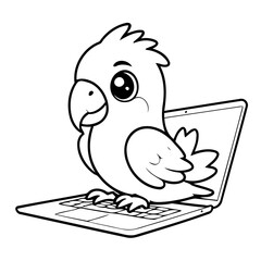 Cartoon Parrot illustration for coloring book