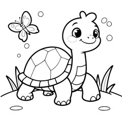 Cartoon Turtle for kids coloring book