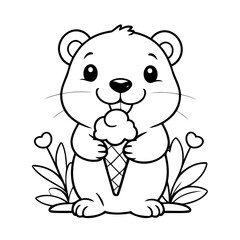 Cute Beaver coloring book design