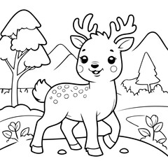 Cute Deer coloring book design