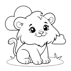 Cute Lion coloring book design