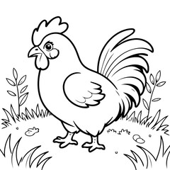 Cute Rooster for kids coloring book