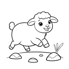 Cute Sheep illustration for coloring book
