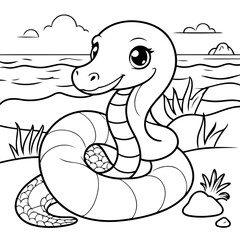 Cute Snake for toddlers coloring book
