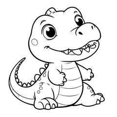 Funny Alligator illustration for coloring book
