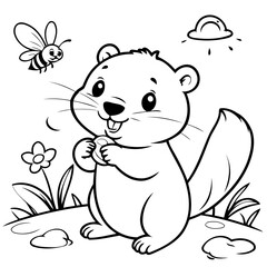 Funny Beaver for kids coloring book