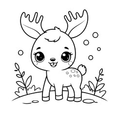 Funny Deer for kids coloring book