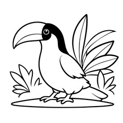 Funny Toucan illustration for coloring book