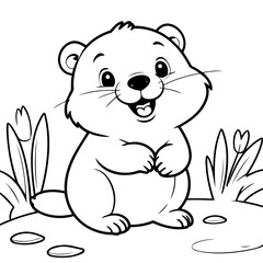 Joyful Beaver for toddlers coloring book