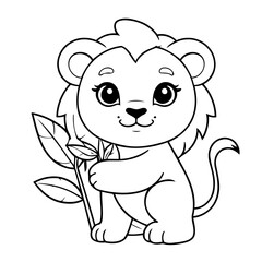 Joyful lion illustration for kids books