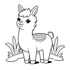 Joyful Llama coloring book design