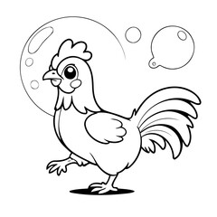 Joyful Rooster for toddlers coloring book