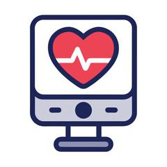 cardiac ultrasound scanner, echocardiogram line icon vector