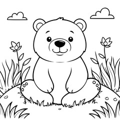 Simple Bear for kids coloring book