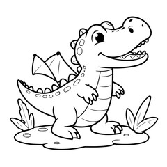 Simple Crocodile for kids coloring book
