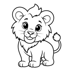 Simple Lion illustration for coloring book