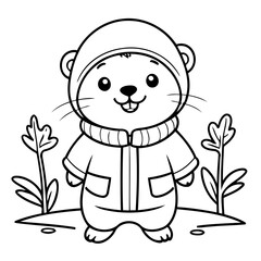 Simple Otter coloring book design