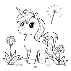 Simple Unicorn for kids coloring book